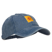 New Mexico State Flag Map Embroidered Washed Cap