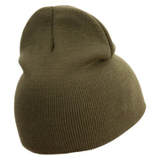 Artistic Natural Leaf Logo Embroidered 8 inch Acrylic Short beanie - Olive OSFM