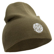 Artistic Natural Leaf Logo Embroidered 8 inch Acrylic Short beanie - Olive OSFM