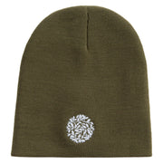 Artistic Natural Leaf Logo Embroidered 8 inch Acrylic Short beanie - Olive OSFM