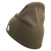 4th Marine Division Retired Symbol Embroidered 8 Inch Solid Knit Short Beanie Made in USA - Olive OSFM