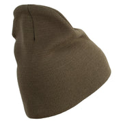 4th Marine Division Retired Symbol Embroidered 8 Inch Solid Knit Short Beanie Made in USA - Olive OSFM