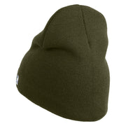 U.S. Airforce Veteran with Roundel Symbol Embroidered 8 Inch Solid Knit Short Beanie Made in USA - Olive OSFM