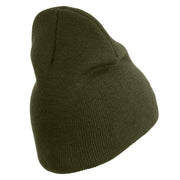 U.S. Airforce Veteran with Roundel Symbol Embroidered 8 Inch Solid Knit Short Beanie Made in USA - Olive OSFM