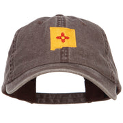 New Mexico State Flag Map Embroidered Washed Cap