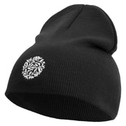 Artistic Natural Leaf Logo Embroidered 8 inch Acrylic Short beanie - Black OSFM