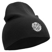 Artistic Natural Leaf Logo Embroidered 8 inch Acrylic Short beanie - Black OSFM