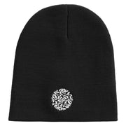 Artistic Natural Leaf Logo Embroidered 8 inch Acrylic Short beanie - Black OSFM