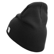 4th Marine Division Retired Symbol Embroidered 8 Inch Solid Knit Short Beanie Made in USA - Black OSFM