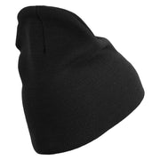 4th Marine Division Retired Symbol Embroidered 8 Inch Solid Knit Short Beanie Made in USA - Black OSFM