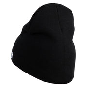 U.S. Airforce Veteran with Roundel Symbol Embroidered 8 Inch Solid Knit Short Beanie Made in USA - Black OSFM