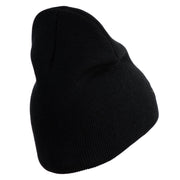 U.S. Airforce Veteran with Roundel Symbol Embroidered 8 Inch Solid Knit Short Beanie Made in USA - Black OSFM