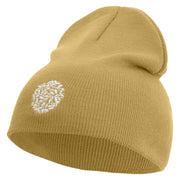 Artistic Natural Leaf Logo Embroidered 8 inch Acrylic Short beanie - Khaki OSFM