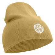 Artistic Natural Leaf Logo Embroidered 8 inch Acrylic Short beanie - Khaki OSFM