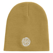 Artistic Natural Leaf Logo Embroidered 8 inch Acrylic Short beanie - Khaki OSFM