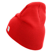 4th Marine Division Retired Symbol Embroidered 8 Inch Solid Knit Short Beanie Made in USA - Red OSFM