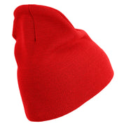 4th Marine Division Retired Symbol Embroidered 8 Inch Solid Knit Short Beanie Made in USA - Red OSFM