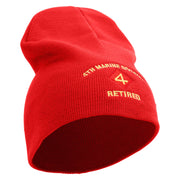 4th Marine Division Retired Symbol Embroidered 8 Inch Solid Knit Short Beanie Made in USA - Red OSFM