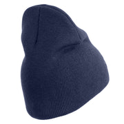 U.S. Airforce Veteran with Roundel Symbol Embroidered 8 Inch Solid Knit Short Beanie Made in USA - Navy OSFM