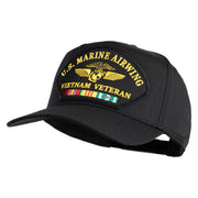 U.S. Marine Airwing Vietnam Veteran Patched Solid Cotton Twill 5 Panel Prostyle Snap Cap - Black OSFM