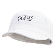 Yelp Embroidered Enzyme Regular Solid Army Caps - White OSFM