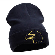 Gold Eagle Head Embroidered Long Knitted Beanie