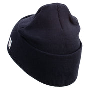 U.S. Marine Corps 4th Marine Division Logo Embroidered 12 Inch Solid Knit Cuff Long Beanie Made in USA - Navy OSFM