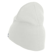 US Air Force Pilot Symbol Embroidered 8 Inch Solid Knit Short Beanie Made in USA - White OSFM