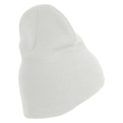 US Air Force Pilot Symbol Embroidered 8 Inch Solid Knit Short Beanie Made in USA - White OSFM