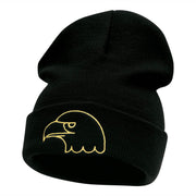 Gold Eagle Head Embroidered Long Knitted Beanie