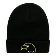 Gold Eagle Head Embroidered Long Knitted Beanie