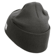 U.S. Marine Corps 4th Marine Division Logo Embroidered 12 Inch Solid Knit Cuff Long Beanie Made in USA - Charcoal OSFM