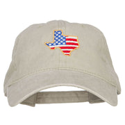 USA Flag Texas Map Embroidered Washed Buckle Cap