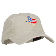 USA Flag Texas Map Embroidered Washed Buckle Cap