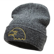 Gold Eagle Head Embroidered Long Knitted Beanie