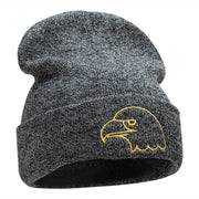 Gold Eagle Head Embroidered Long Knitted Beanie