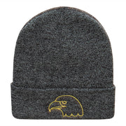 Gold Eagle Head Embroidered Long Knitted Beanie