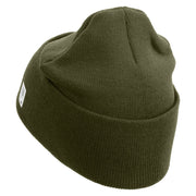 U.S. Marine Corps 4th Marine Division Logo Embroidered 12 Inch Solid Knit Cuff Long Beanie Made in USA - Olive OSFM