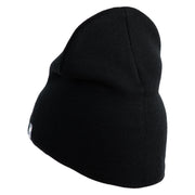 US Air Force Pilot Symbol Embroidered 8 Inch Solid Knit Short Beanie Made in USA - Black OSFM