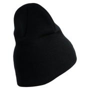 US Air Force Pilot Symbol Embroidered 8 Inch Solid Knit Short Beanie Made in USA - Black OSFM