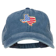 USA Flag Texas Map Embroidered Washed Buckle Cap