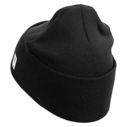 U.S. Marine Corps 4th Marine Division Logo Embroidered 12 Inch Solid Knit Cuff Long Beanie Made in USA - Black OSFM