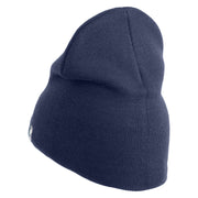 US Air Force Pilot Symbol Embroidered 8 Inch Solid Knit Short Beanie Made in USA - Navy OSFM