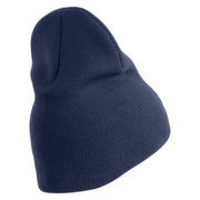 US Air Force Pilot Symbol Embroidered 8 Inch Solid Knit Short Beanie Made in USA - Navy OSFM