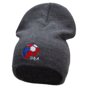 USA Soccer Ball Made in USA Embroidered 8 Inch Short Beanie - Charcoal OSFM