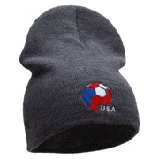 USA Soccer Ball Made in USA Embroidered 8 Inch Short Beanie - Charcoal OSFM