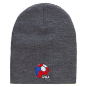 USA Soccer Ball Made in USA Embroidered 8 Inch Short Beanie - Charcoal OSFM