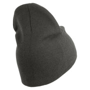 U.S. Marine Corps 4th Marine Division Symbol Embroidered 8 Inch Solid Knit Short Beanie Made in USA - Charcoal OSFM