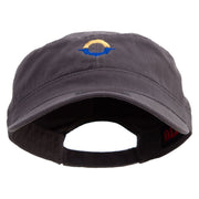 Abstract Sun and Sea Logo Embroidered Big Size Adjustable Ripstop Army Cap - Charcoal-Grey OSFM