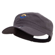 Abstract Sun and Sea Logo Embroidered Big Size Adjustable Ripstop Army Cap - Charcoal-Grey OSFM